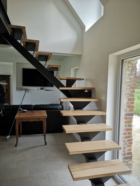 escalier métal et bois